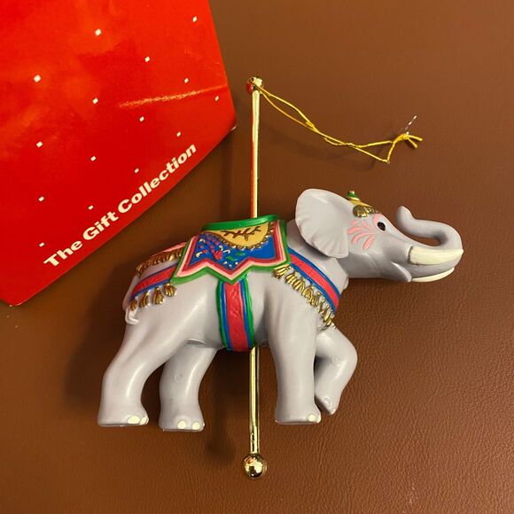 Vtg AVON Carousel Christmas Ornaments Exotic Tiger Regal Elephant Circus w/Boxes - Picture 3 of 8